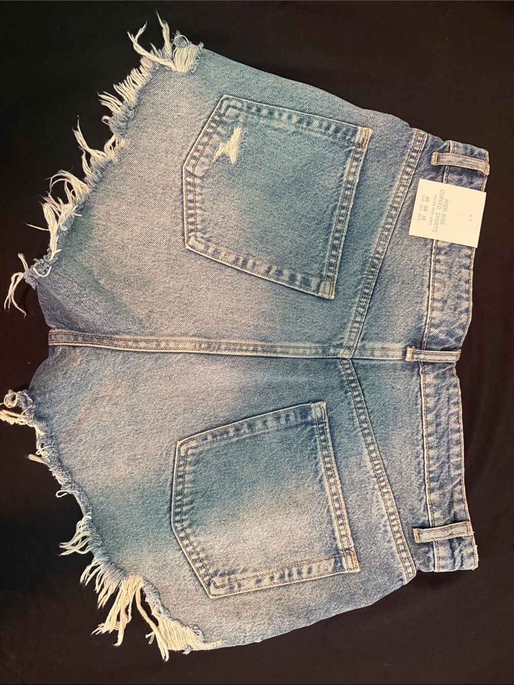Zara Light Blue Ripped Denim Cutoff Shorts - Picture 3 of 3